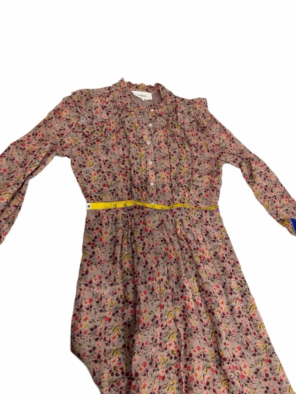Ba&sh Maggie Ruffled Floral-Print Crepon Midi Dress Pink Size Small Milkmaid - Picture 9 of 14